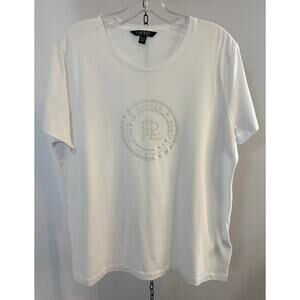 Lauren Ralph Lauren White Logo Tee XL Tall Soft Cotton Modal Short Sleeve Shirt